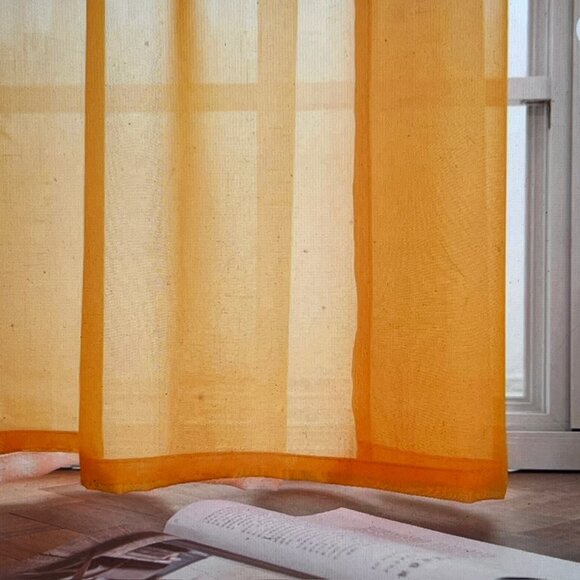Sheer Voile Curtains Grommet 54"W x 108"L Pack of 2 Papaya Orange (3 Sets Avail) - Picture 3 of 5